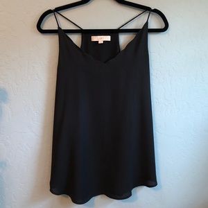 LOFT scallop neck black camisole